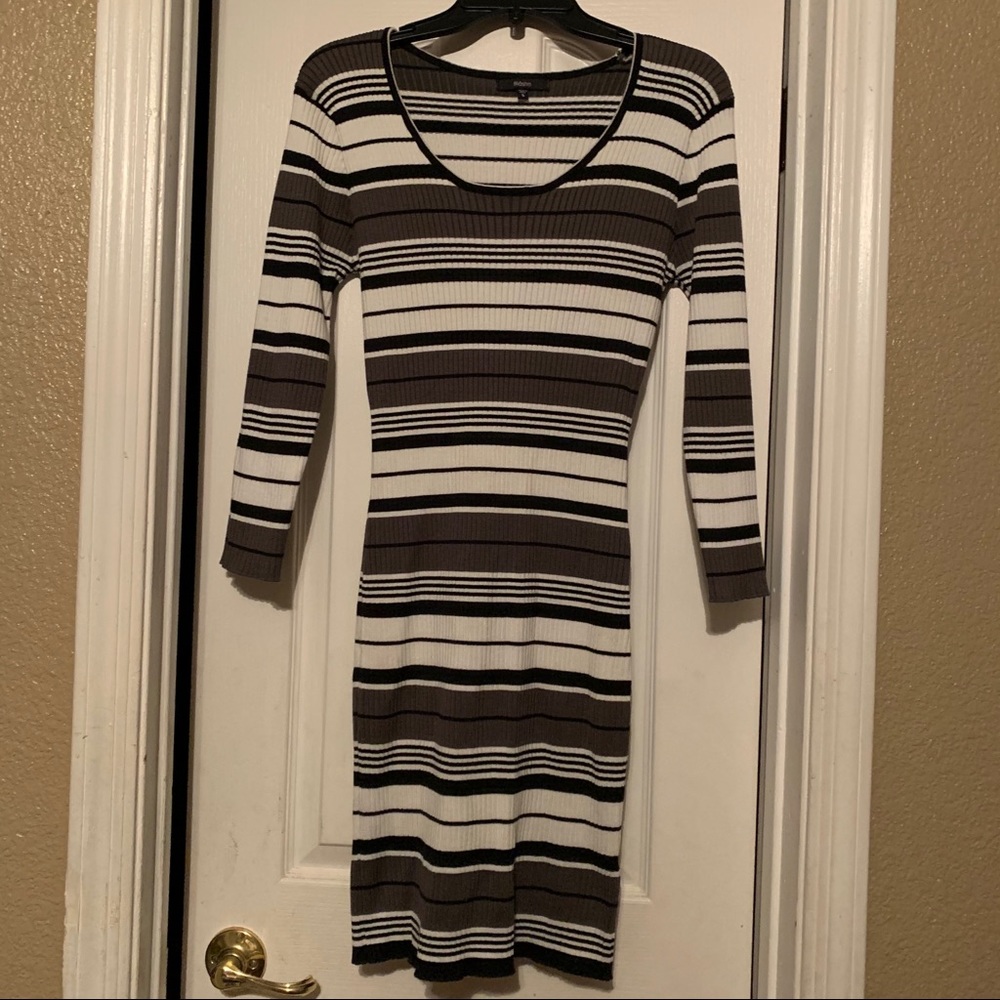 Longsleeve Olive Horizontal Striped Dress